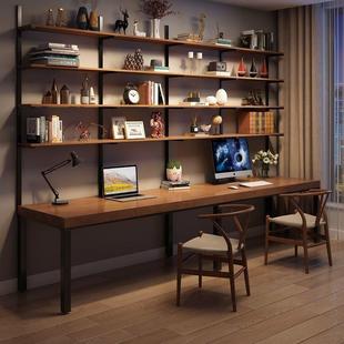 l合oft双人实木电书桌制书架组书房家用长桌写字台JAO钉学习脑桌