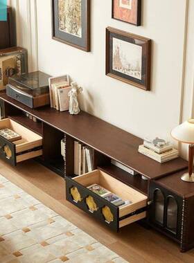 兴采蓝复实古木电视柜茶几收客纳储物柜美式EAV厅用落地小户型家