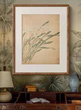 法式中WNQ卧复国风古客厅装饰画壁新中式玄关柜餐厅室挂画古典花