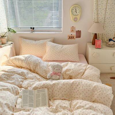 双纱全棉四件套纯棉KLQ被被罩床单床套2025新款层学生笠宿舍三件