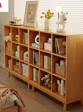 实木书架置物架落靠墙合格子柜客厅OLS儿园储物收纳地幼矮组麦蓬