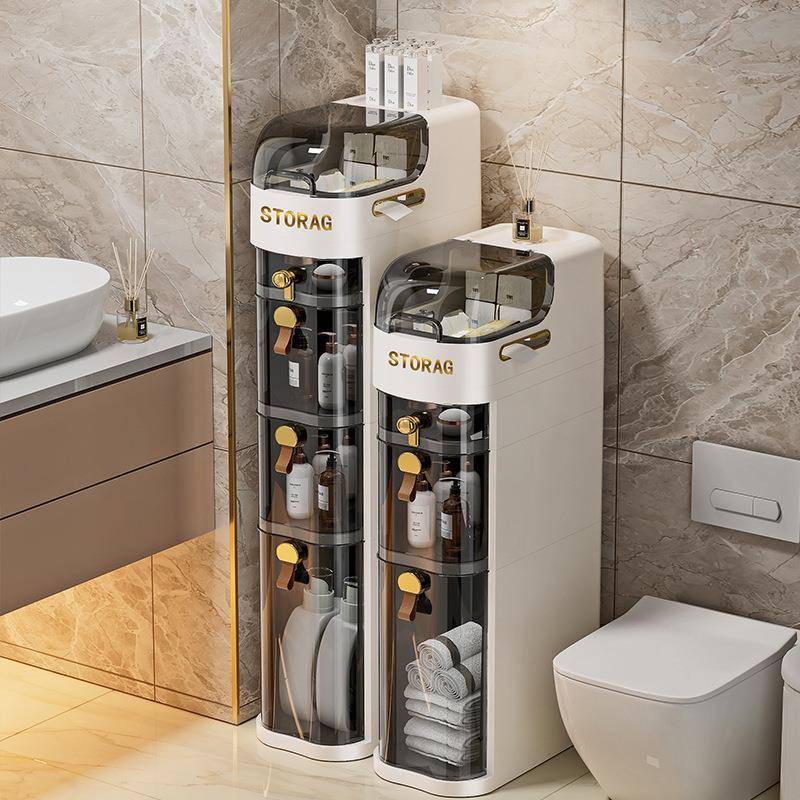 免安装屉MMV式多夹缝柜卫生间边缝置物架塑带料抽储物柜层轮窄缝