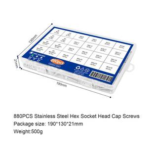 80pcs04不锈钢圆柱头内六角螺钉螺母平垫套8装杯头3钉螺UMF母螺盒