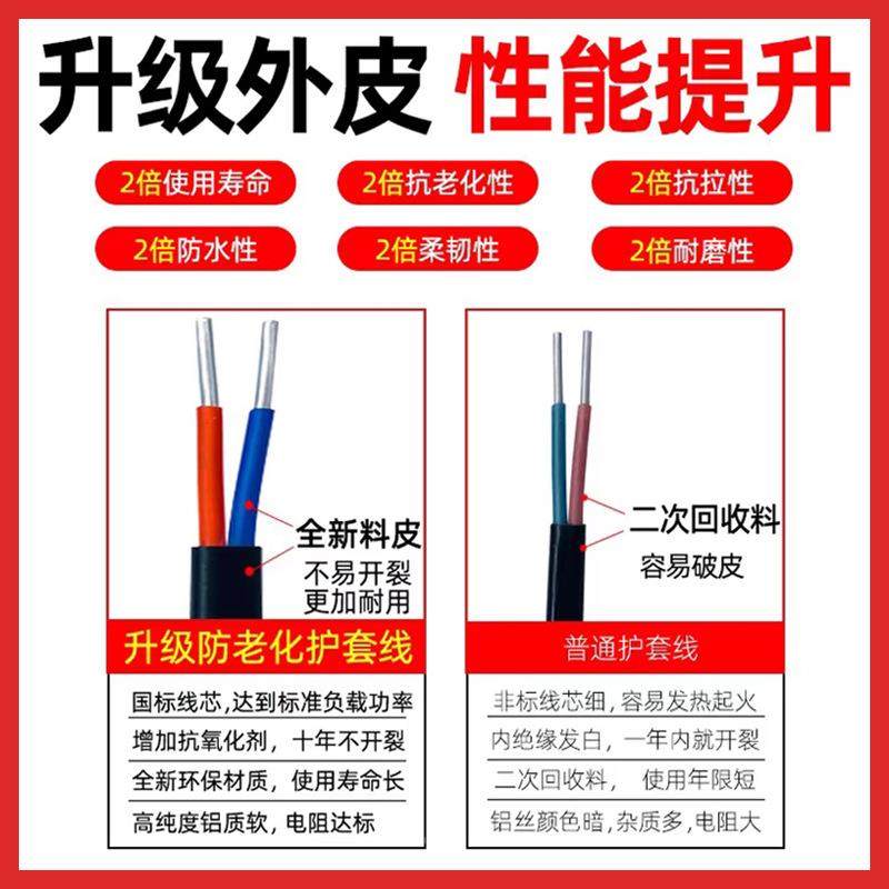 国标户外2芯电线36芯6460平方铝线1家0平电缆风线1平方铝线护套用