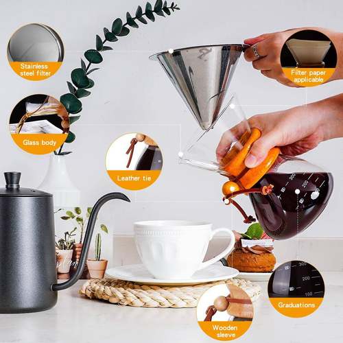 202年新款5约冲C0040（咖啡5件套裝家用简手动咖啡研磨机咖啡具手