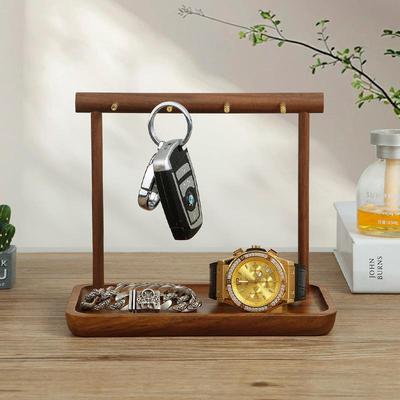 实木杂桌面收纳架办公学生ZTA关置物架黑胡桃室木文具钥匙物首饰