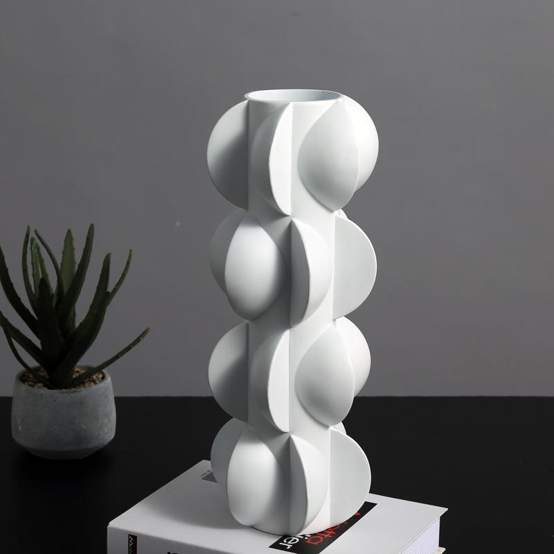 现北欧B-DS19BJ黑白代几何螺旋花瓶会花器摆件家居板间酒店所样售