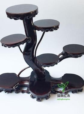 红木石圆形茶杯垫仿实木质紫砂壶奇摆件座木托博古架XQS底展示架