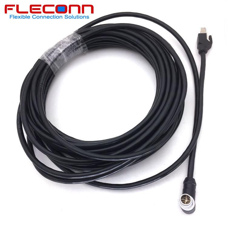 DDD90度1直角弯头M12X编8Pi码n8芯公G头转RJ45网线万兆CAT6A0B/S