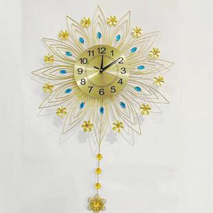 客厅卧室铁挂钟带钟摆风艺钟表静音壁艺钟墙壁装饰1244术时钟欧式