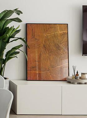 光现代抽象橙色橙QX202112线条幅画客厅沙发背景大墙装饰画入户玄