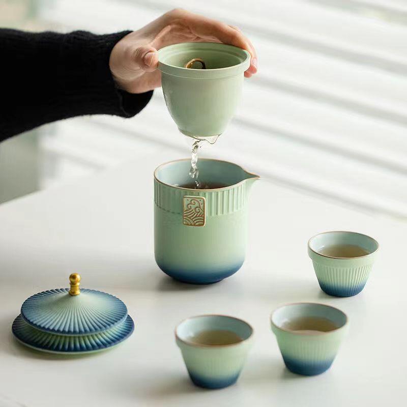 复古132666一壶三杯杯快客宫廷式风泡茶便捷茶户外旅行具套装定lo