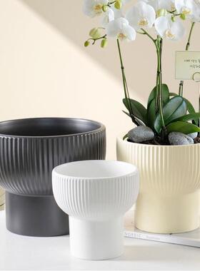 盆陶瓷套三高脚蘑菇现绿植海芋JW10114B蝴蝶花兰中温盆花盆栽德化