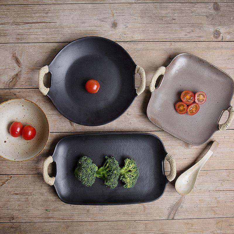 日式陶泥麻绳盘ZWG子家用菜方盘双耳长方四圆型鱼盘水盘果盘寿司,标准件/零部件/工业耗材,车间地垫,淘宝优惠券,粉丝福利购,淘宝优惠卷