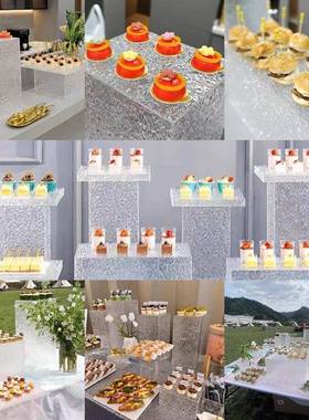 蛋糕店座石茶点心架甜品台摆台布宴JJD会亚力水波置纹克头纹高级