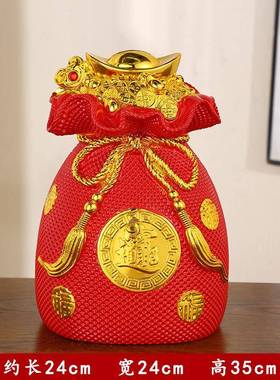 家居客厅福袋存钱罐乔迁业创脂意招财礼物树储蓄罐艺摆工开件装饰