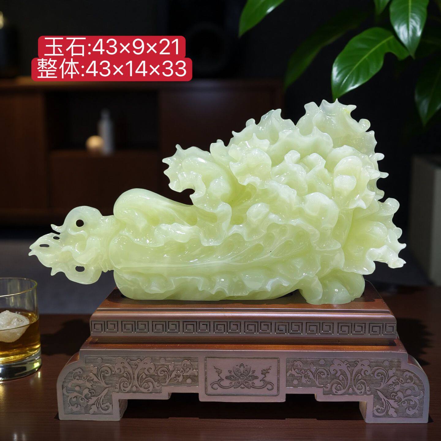 天然玉石玉白菜摆件真玉纯玉招财玄关送礼乔迁横财就手玉大号招财
