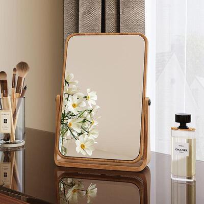 家用高清实木立梳式624化妆镜台式桌面台式宿舍妆梳镜妆台镜可子