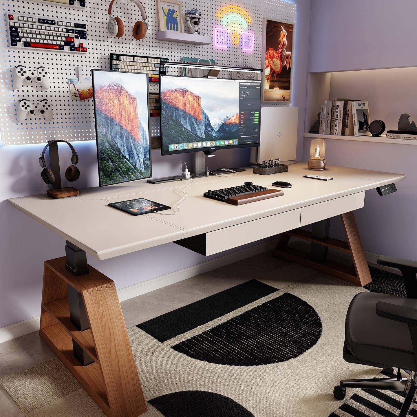 电动马升降桌腿工作电台家用电竞脑桌子升降鞍皮岩板加长办YTS公,商业/办公家具,零件柜,淘宝优惠券,粉丝福利购,淘宝优惠卷