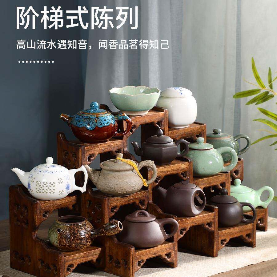 中式无品牌/桌展小型架博古架实木茶壶示架紫砂面壶摆放子茶具置