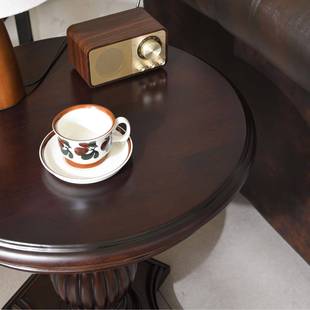 美式 小圆几小户型桌子简约沙发边柜角风几闲休几 实木客厅边2401