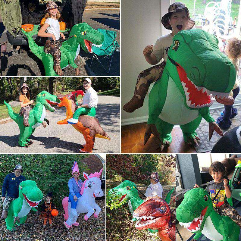 笑骑恐龙偶服装小孩成搞人行走动物坐骑道具服充气人恐龙衣服9735