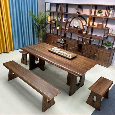 新中实木大茶板桌椅厂台式组合办公一桌五椅泡茶桌87589家用茶台