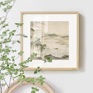 新中档酒店客厅高实木饰画装原木风民宿式卧室床头YZ202508挂画书