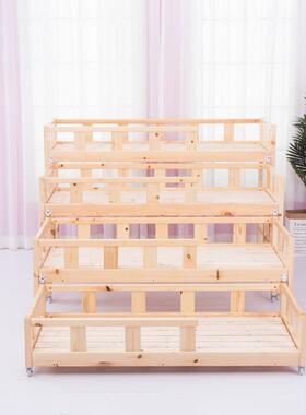 幼儿园木床四层拉儿童45582午睡床抽屉式床推小可定尺床寸