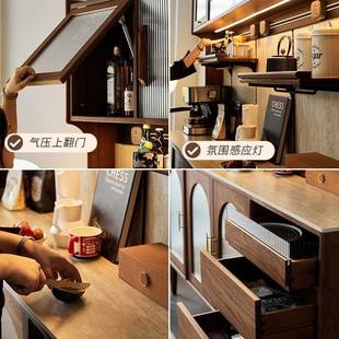 2565北美黑胡桃多木全实木边柜餐一靠墙储物柜功能樱桃木收纳柜体