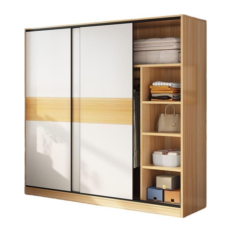 实木家11416质衣柜卧室用推拉衣橱出租屋衣柜简门易收纳储物柜儿