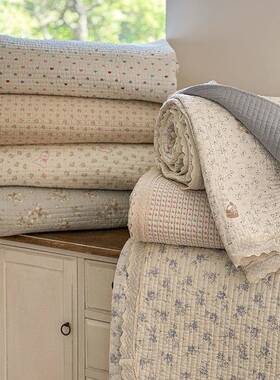 XL250502韩版纯主风全纱棉双层夹棉花床盖三件套可机洗榻榻公米棉