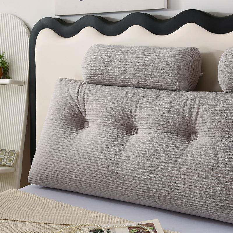 新款复式带按纯圆枕灯芯绒三角靠防垫色滑摩床头大靠背阅读RFL护