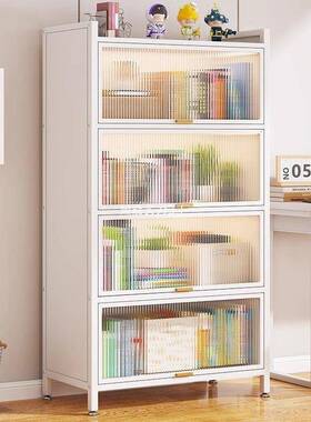 家用钢制书柜儿多层防尘带门书书卧室收纳柜展示房柜隐ONB形架童