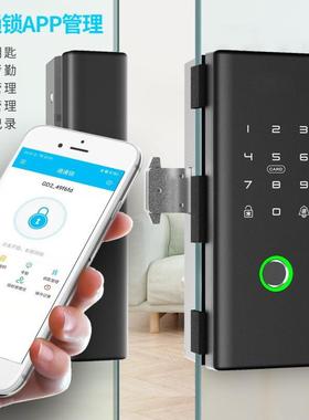 玻门指12876子纹锁免开孔双开门智能电锁门机禁锁办公室密码锁手