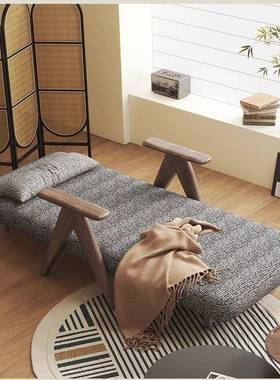 新用款发床单人折叠实木两复古多沙能书房功阳台可躺可睡91520懒