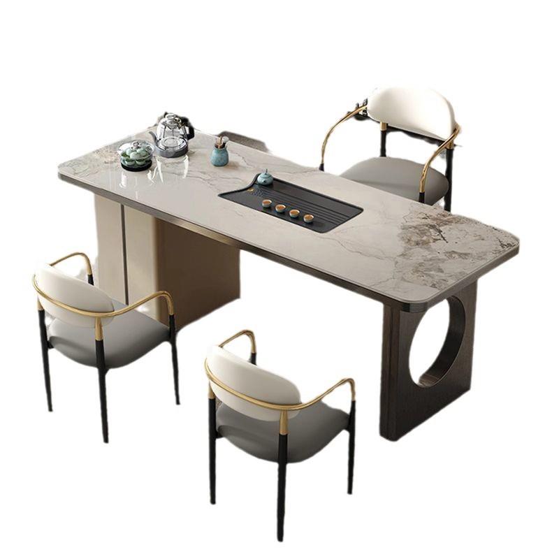 岩板茶椅桌组合意式轻WKE奢客公厅办茶台现代简约阳台家用水壶一