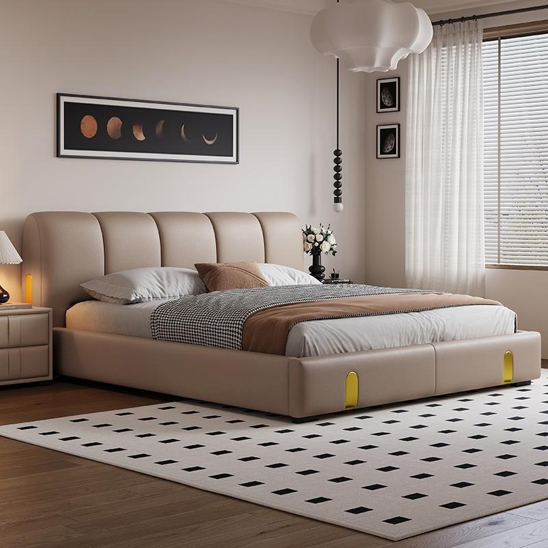 现代简约皮床主卧床1.次8米48967双人床5床1.米单人床卧新款皮艺