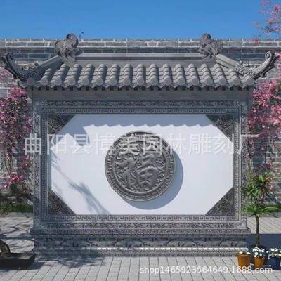 雕壁墙户外庭院玄关花岗影岩浮风雕屏壁07画文化墙青石石仿古照壁