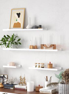 实订YVW木免打孔墙上置物架装电视墙隔壁饰书架子挂墙面板可一字