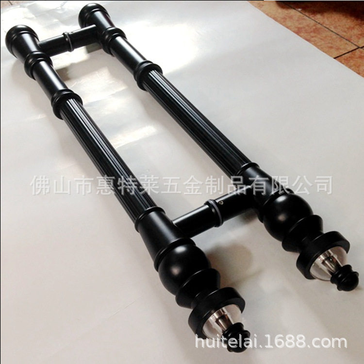 中式玻璃门木门大拉手推拉门把 欧式仿古水晶红古铜有无框门拉手