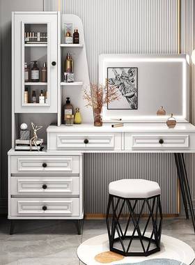 美式梳妆台室现代约小户型化妆桌主卧简收纳柜书桌镜子斗卧一LPR