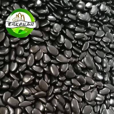 现货OVH抛黑装饰造石景雨花石黑色雨光花石黑色鹅卵按色摩路面石