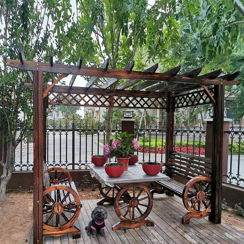 葡萄架12916庭防腐木户花外爬藤架子别墅室外实院木亭简子碳化易