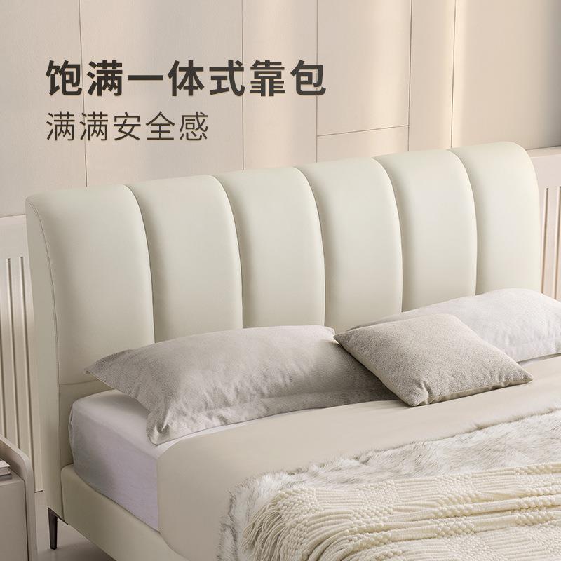 现代简约艺皮QLS感科技布卧室大靠油包布奶风仙9女床021