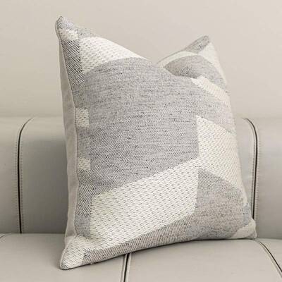 现代简约毛灰色几何沙发抱枕客厅靠枕ZGL羊雅混纺素靠垫民宿店酒