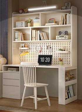 书桌书架组合一体桌电脑台41472式家用小户型实办木桌公学生学习