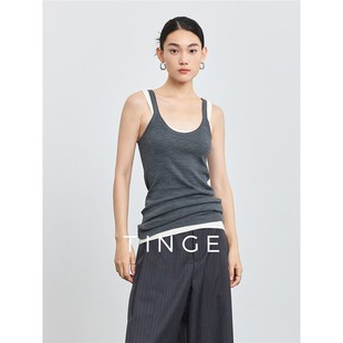 TINGE贴己17.5um超细美利奴纯羊毛可机洗吊带背心女外穿显瘦上衣