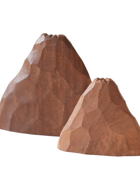 象有形/原日式创实木雕刻禅意火山造型花插玄关办公桌装饰摆件