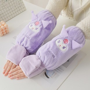 二合一翻盖袖套2025新款秋冬卡通可爱保暖防脏儿童学生护袖头套袖